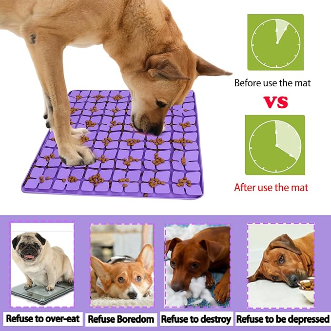 Silicone Snuffle Mat for Large Dogs,Slow Feeder Lick Mat for Pet Slow Down Eating,Encourages Natural Foraging Skill,Relieving Stress,Interactive Feed Game Toy for All Breed Dogs