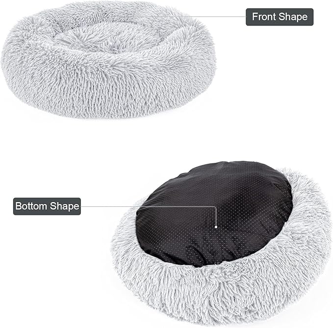 DogBaby Dog Bed, Anti-Anxiety Donut Cuddler Warming Cozy Soft Round Bed, Fluffy Calming Dog Beds for Small Dogs Cats, Washable Pet Bed