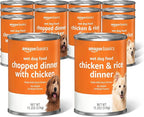 Amazon Basics Chopped Ground Dinner Wet Dog Food Variety Pack, Chicken and Rice Flavor and Chopped Dinner with Chicken, Made with Natural Ingredients, 13.2oz Cans (Pack of 12)