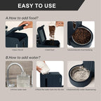 Gardner Pet Automatic Gravity Food Feeder and Water Dispenser, 1.8 Gallons*2 Stainless Steel Two-in-One Set Large Capacity Dispenser for Pets Dogs, Puppies, Kittens (Dark Blue)