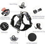 HEELE Dog Harness, No Pull Adjustable Padded Reflective Harness for Small Medium Large Dogs with Handle for Walking Training, Grey, M