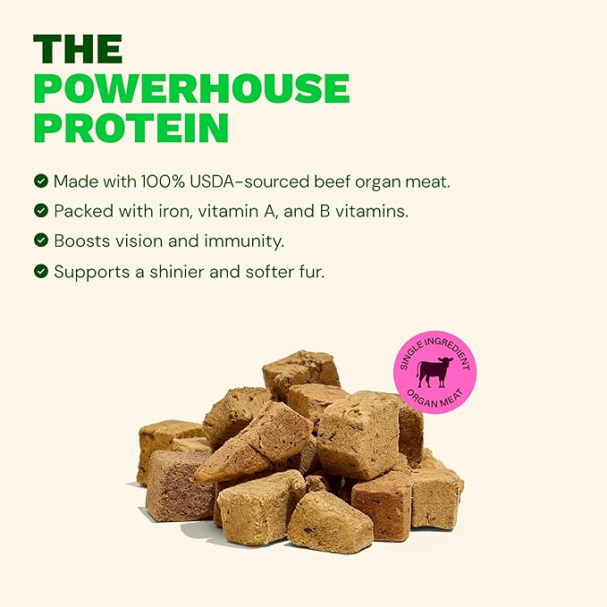 Get Joy Freeze Dried Superfood 100% Beef Liver Dog Treats, 16 Ounce Bag, Single Ingredient Organ Meat, High Protein, Vision, Skin & Coat Health, Muscle Repair, Grain Free, Gluten Free, Made in USA