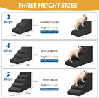 3-Step Dog Ramp and Stairs for Sofa and Chair - Non-Slip Sturdy Pet Steps for Small Dogs and Cats,15.7" H,Black