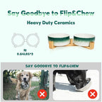 YOBRO Elegant Dog Bowls Set for Small Breeds, Beautiful Ceramic Stone Alike Style, Pet Bowl Set with Wooden Stand, Non-Slip,Modern Food or Water Dishs for Small Size Dogs, Gifts for Dog Owners, Green