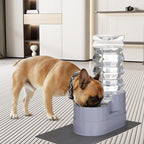 RIZZARI Large Water Dispenser for Dogs: 8L Gravity Gray Automatic Stainless Steel Waterer - 100% BPA Free - Raised Pet Feeder for Pet Dogs Indoor/Outdoor