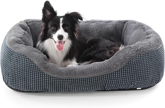 INVENHO Dog Bed Medium Size, Orthopedic Warming Soft Calming Sleeping Puppy Bed Durable Pet Bed with Anti-Slip Bottom M(30"x24"x9")
