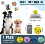 Dog Balls Tennis Ball Toys Dog Toy for Aggressive Chewers Indestructible Teething Chew Toys Water Toy Fetch Ball for Dogs (4 Pack)