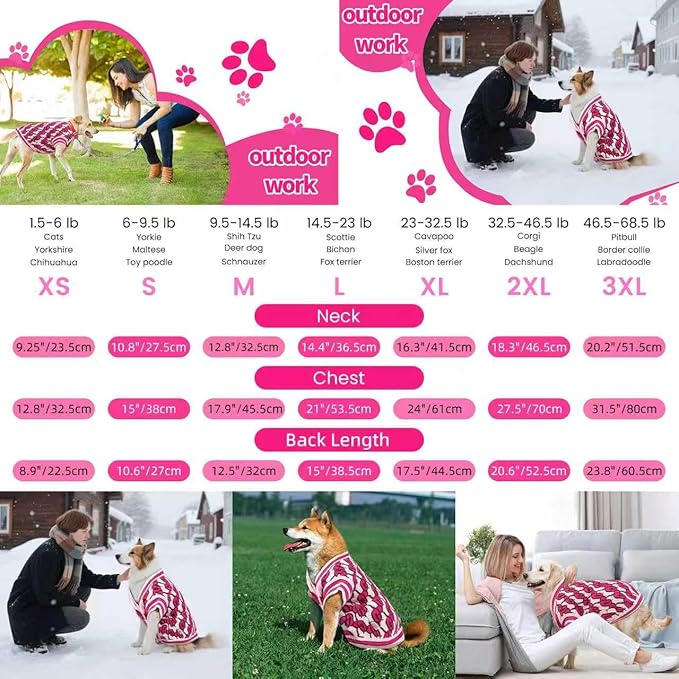 Pet Sweaters for Dogs Boys and Girls, Dynamic Letter Patterned Dog Sweater,Dog Cardigan,Pet Clothes,Pet Knitted Clothing,Fit for Different Seasons and Kinds of Dogs(Pink XL)
