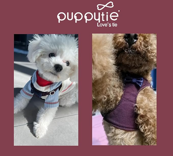 Puppytie No Pull xs Dog Harness with Multifunction Dog Leash,Soft Adjustable No Choke Escape Proof Pet Harness Vest,Plaid deep red,xs