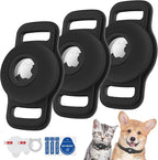 Airtag Dog Collar Holder: 3 Pack Soft Silicone Air Tag Holder for Pet Dogs Cats Collar, Sturdy AirTag Dog Tracker Protective Case, Pet Friendly Accessories Compatible with Apple Airtag, Black