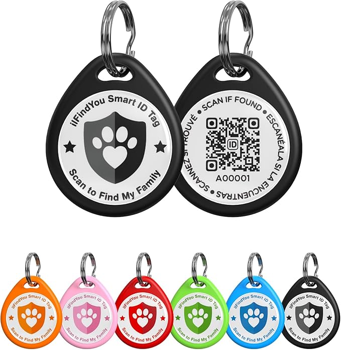 Cat Tags Personalized Small, QR Code Cat Name Tags for Kitten Collar, Scan Location Alerts, Black S