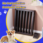 Semiocthome Wooden Freestanding Dog Gates for The House Extra Wide, 6-Panel Pet Gates for Puppy/Doggy with 4PCS Support Feet, Foldable 24“(H) Dog Fences Indoor, Expands Up to 9(ft) /113" (W)- Brown