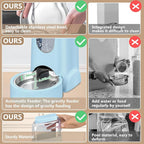 Portable Automatic Cat Feeder and Water Dispenser with Stainless Steel Bowl Dog Gravity Food Feeder and Waterer for Small Medium Pets Puppy Kitten 1 Gallon x 2 (Light Blue（3.8L*2）)