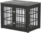 32 Inch Heavy Duty Dog Crate Furniture for Medium and Small Dogs, Decorative Pet House End Table, Wooden Cage Kennel Furniture Indoor, Gray