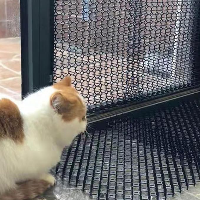 10 Pack Cat Scat Mat – 16.93 x 13.78 Inch Flexible Plastic Spike Mats, Cat Deterrent Pad for Indoor Outdoor Furniture & Garden Use, Keep Cats Out of Yard ﻿ (Black)