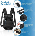 YUDODO 2-Pack Pet Dog Carrier Backpack Adjustable Dog Front Carrier, Legs Out Easy-Fit Dog Travel Backpack Carrier for Hiking Camping for Small Medium Dogs Cats and Rabbits (Medium Black+Pink)