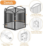 UDD Metal Folding Dog Gate Indoor 144" Extra Wide, 32" Tall Foldable Pet Gate with Door for Stairs Doorways Hallways Porch, Freestanding No Drilling Pet Fence for Dogs Puppy, Black 6-Panel