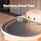 PetTop® Pumpless Cat Water Fountain - 102oz/ 3L - Stainless Steel Tray – 3600mAh Battery Operated with Motion Sensor - The Easiest to Clean