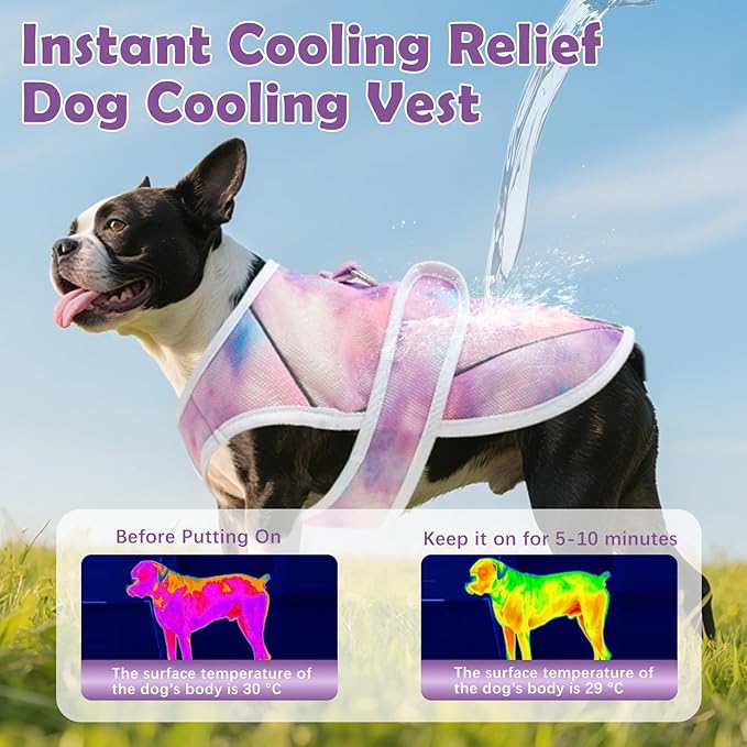 Dog Cooling Vest – Lightweight Pet Cooling Shirt 3D Breathable Mesh, Reflective Strips & UV Protection for Walking, Hiking, Park – Adjustable Fit Dog Cooler Jacket with D-Ring U-DCV03M
