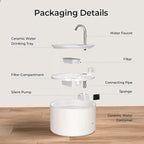 Ceramic Cat Water Fountain, 2.2L/74oz Cat Fountains for Drinking Indoor, Automatic Pet Water Dispenser with Ultra-Quiet Pump and Replacement Filter, Kitty Watering Supplies, Easy Clean BPA-Free