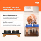 Trot Pets Elevated Dog Bowls | Stainless Steel Raised Bowl Set for Small, Medium, or Large Dogs | Non-Slip Food and Water Slow Feeder | Durable, BPA-Free, Anti-Skid, Dishwasher Safe (Slate, Small)
