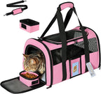 Cat Carriers Soft Side Carrier for Kitten Puppy Collapsible Travel Pet Carrier TSA Airline Approved Cat Carrier Bag for Under 15 lbs Pets, Pink
