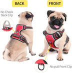 HEELE Dog Harness Medium No Pull Vest Harness Adjustable Reflective and Durable for Outdoor Training, Red, M
