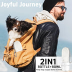 Portable Dog Water Bottle with Bowl, Leak Proof, Convenient for Walking, Hiking and Camping (White, 19oz)