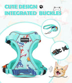 Halypet Cat Harness and Leash Set[MAX Safety 4th-Gen] Cute Escape Proof Vest Harness for Girl&Boy Cat Walking, Comfortable Adjustable Leash and Reflective Strips for Outdoor Kitten, M Purrfect Green