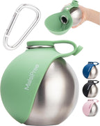 Malsipree 2-in-1 Portable Dog Water Bottle & Bowl for Small Dogs - Leak Proof & Insulating - Travel Water Dispenser - Stainless Steel Bottle & Silicone Bowl - Walking & Hiking (10 fl oz, Sage)