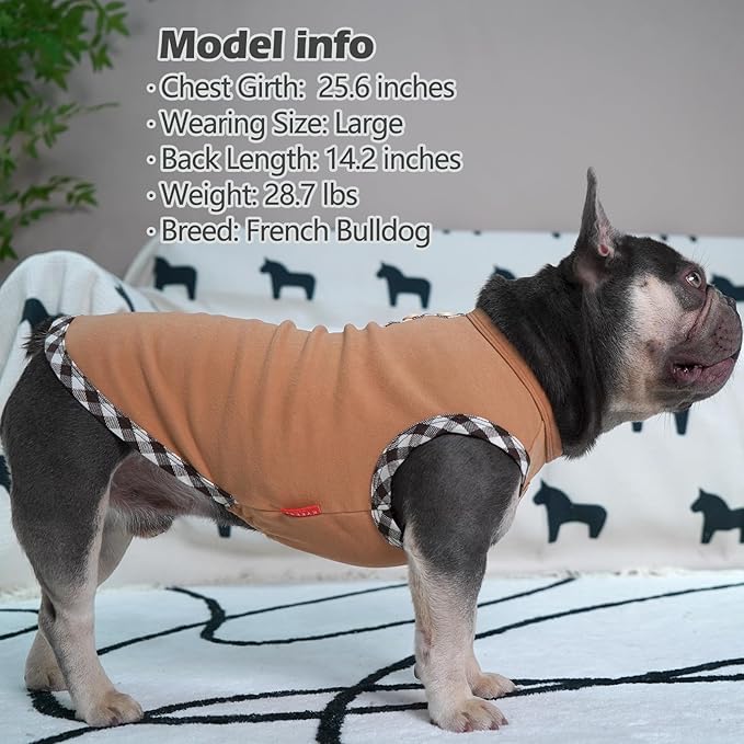 KYEESE 2Pack Dog Shirt Stretchy Dog T Shirt Stretchy Dogs Clothes Vest Soft Fleece Pet Coats Lightweight Pets Sweatshirt Sleeveless Pets Sweater Pet Shirt for Small Dogs,Brown+Khaki,XL