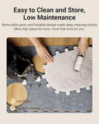 DownyPaws Cat House for Indoor Cats, 2-Storey Foldable Cat Bed Cave, Felt Cats Tunnel Bed Condo, Castle Kitten Cube Hideaway for Multicats, Scratch Resistant, Light Gray