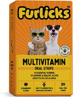 Multivitamin for Dogs & Cats | Vitamins C, K2, B, D, A, Omega, Calcium & Zinc for Growth & Development, Heart, Liver & Joint Health, Performance & Immunity (30 Oral Dissolving Strips)