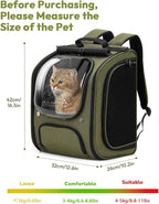 Pecute Cat Backpack Carrier, Large Space Cat Bubble Backpack, Breathable Cat Carrier, Shaded Dog Backpack Carrier, Ergonomic 3D Design for Travel, Hiking, Suitable for Shopping, and Vet, Green