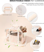 Pet Carrier for Medium Cats, Dog Carrier with Soft-Sided Cat Carriers, Breathable Mesh for Small/Medium Cats Dogs Puppies (Up to 13lbs), Foldable with Safety Buckle for Travel - Pink
