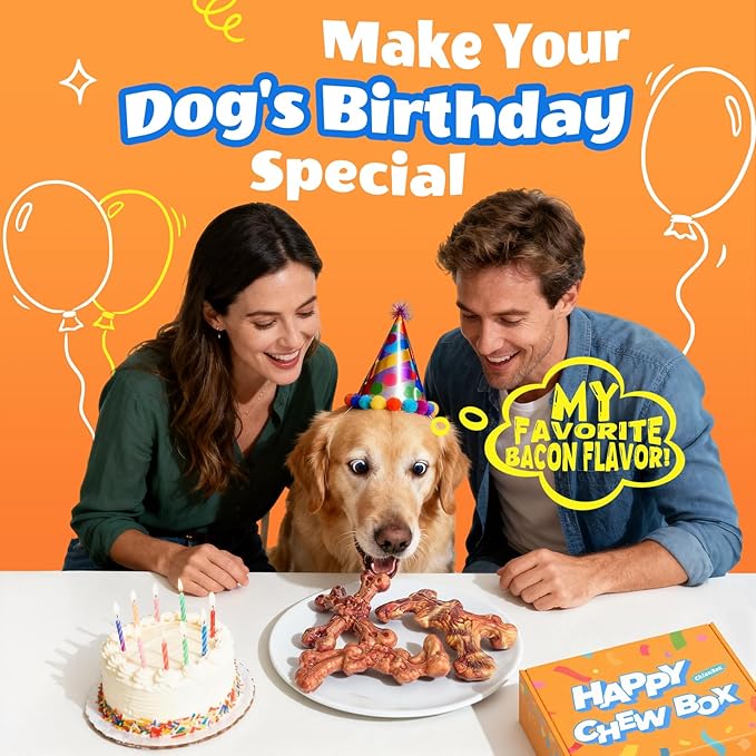 Dog Toys for Aggressive Chewers: Gift Box with 3 Pack Dog Chew Toys, Indestructible Dog Toy for Large Dogs Birthday, Tough Dog Toys to Keep Them Busy, Chew Toys for Dogs, Bacon Flavor 2595-2