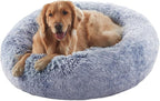 36 inches Donut Dog Bed for Large Dogs - Calming Fluffy Round Pet Bed with Removable & Washable Cover,Fits up to 100 lbs Pets (Dark Blue,Large)