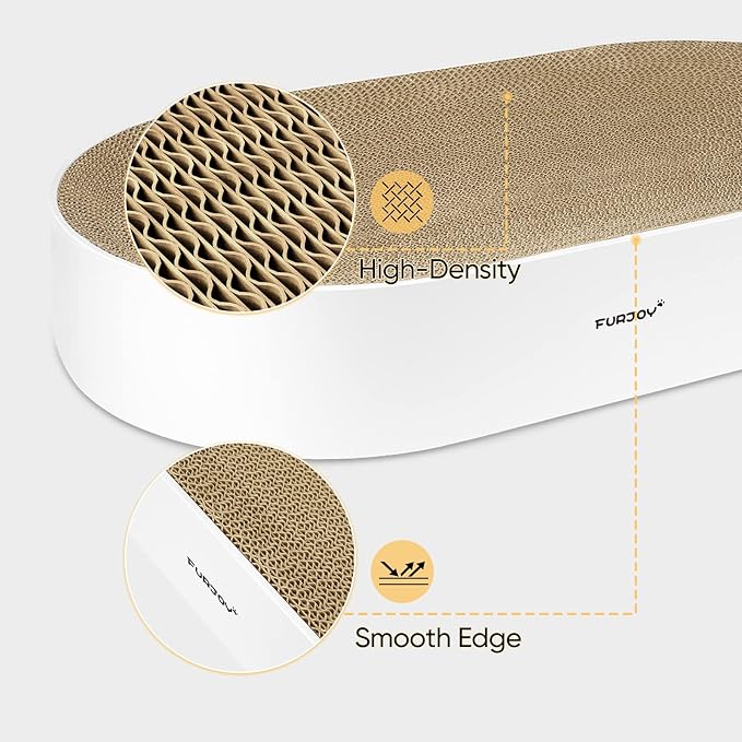 Cat Scratcher, 63x 35 x 10cm Oval Corrugated Cardboard Scratch Pad, Round Cat Scratching Lounge Bed Sofa, Cat Scratcher Bowl with Organic Catnip [ Home Clean Design with Scratcher Box]