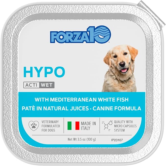 Forza10 - Dog Food, Vet Formulated Wet Dog Food for Allergies, Skin & Coat Support, Non-GMO, Fish Flavor, Made in Italy (3.5 oz, 32 Pack)