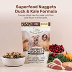 Superfood Nuggets- Premium, Freeze-Dried raw Dog Food Topper or Treat. Powerful Nutrient-Dense Ingredients. No Artificial additives. Duck and Kale Formula 8oz - 4pk Bundle