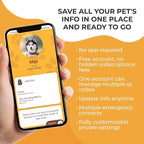 Smart Slide-On QR Code Pet Tag – Silent Dog & Cat ID Tag with Laser Engraving – Stainless Steel & Silicone – No App Needed – Custom Pet Profile – Fits Most Collars (Blue, Small)