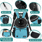 PetAmi Front Carrier Backpack for Dogs and Cats, Adjustable Ventilated Pet Chest Carrier for Hiking Camping Travel, Small Medium Dog Puppy Large Cat Carrying Bag, Max 10 lbs, Teal Blue