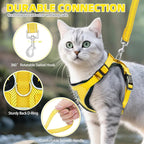 PUPTECK Cat Harness and Leash Set Escape Proof Reflective Cat Walking Harness Adjustable Soft Breathable Mesh Vest for Small Pets, Yellow, S