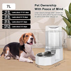 Sfozstra Dog Water Bowl Dispenser: 7L Large White Gravity Stainless Steel Bowl - Without Filter - Pet Feeder for Pets Indoor/Outdoor Use by Owners
