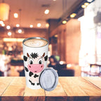 Dujiea 20oz Tumbler With Lid And Straw, Cute Cartoon Milk Cow Vacuum Insulated Iced Coffee Mug Reusable Travel Cup Stainless Steel Water Bottle