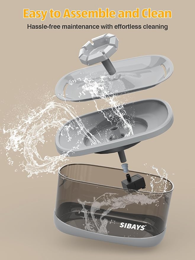 SIBAYS 2.5Gal/9.5L Dog Water Fountain for Large Dogs, 3 Flow Modes Large Pet Water Fountain for Cats, Automatic Dog Water Bowl Dispenser with 7" Filter & Smart LED Pump, Quiet, BPA-Free Material(FS68)