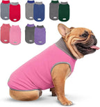 cyeollo 2 Pack Fleece Dog Sweater with Reflective Stripe Pullover Sweatshirt Stretchy Lightweight Sweaters Dog Clothes Coats for Small Dogs Girl Size M Pink & Grey