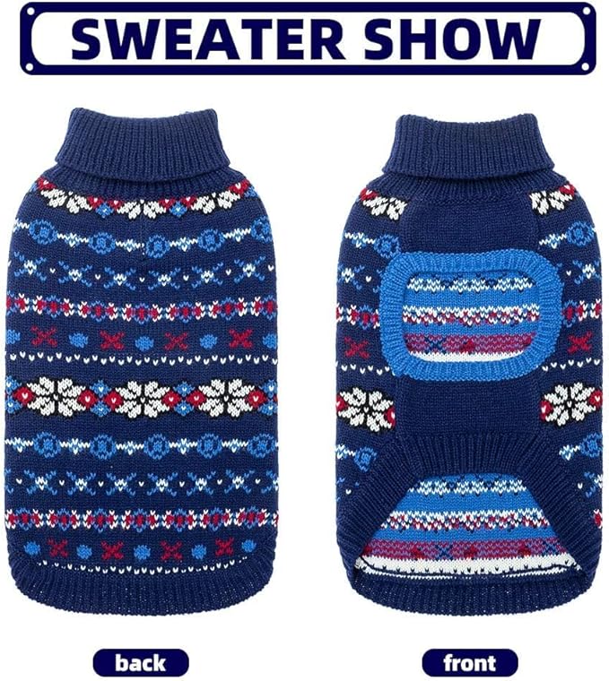 BINGPET Cat Sweater,Cat Outfit Sleeveless Winter Sweater with Snowflake Pattern,Soft Turtleneck Knitted Kitten Puppy Apparel,Cute Winter Pet Clothes for Cold Weather