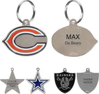 NFL Chicago Bears Engraving Pet ID Tags in 32 Team Logo Shapes Personalized Dog Tags and Cat Tags with 3 Lines of Customizable Text for Tracking & Safety. Stainless Steel Pet ID Tracking Tags