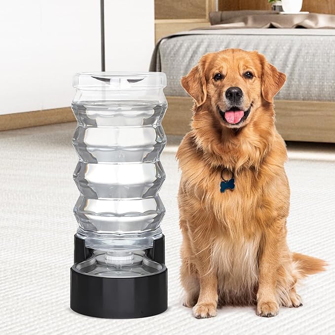 Sfozstra Automatic Pet Water Dispenser: 9L Black Lagre Dogs Stainless Steel Gravity Feeder - Convenient Drinking Water Dispenser Designed for Dogs and Cats